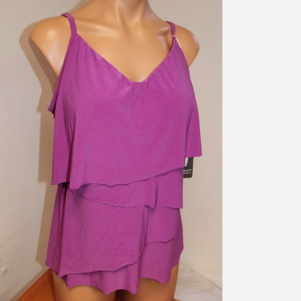 NWT Magic Suit by Miraclesuit Swimsuit Tankini Top sz 8 Orchid Purple